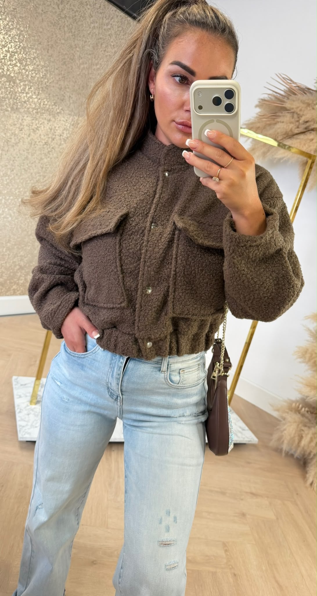 TEDDY BOMBER JACKET CHOCO