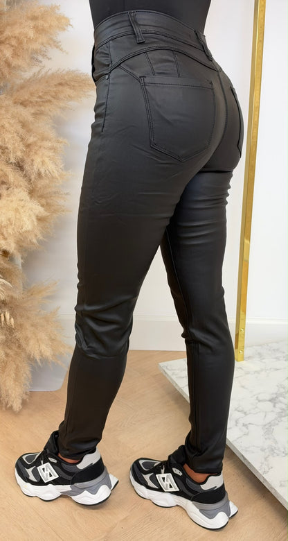 LEATHER LOOK SKINNY 202307 BLACK