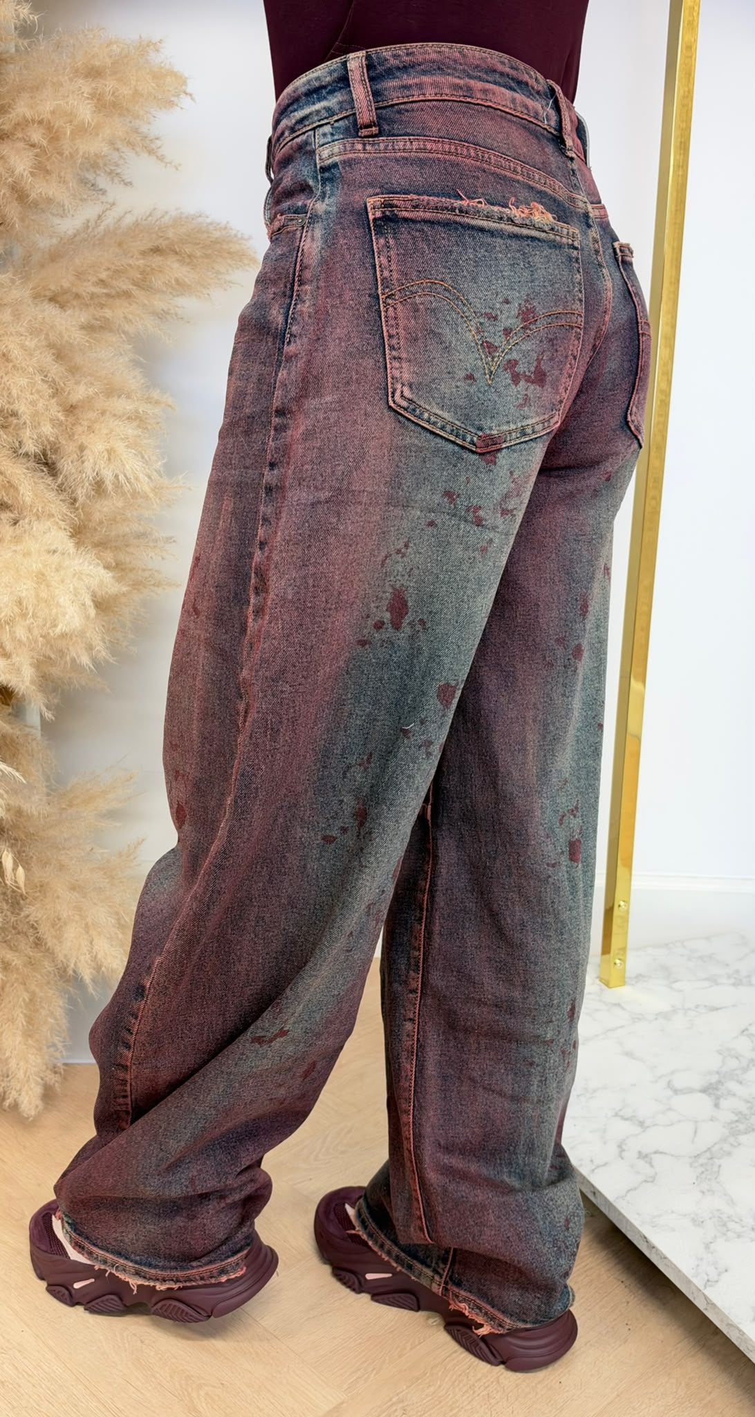 BARREL WASHING JEANS 5027 DENIM/BORDEAUX