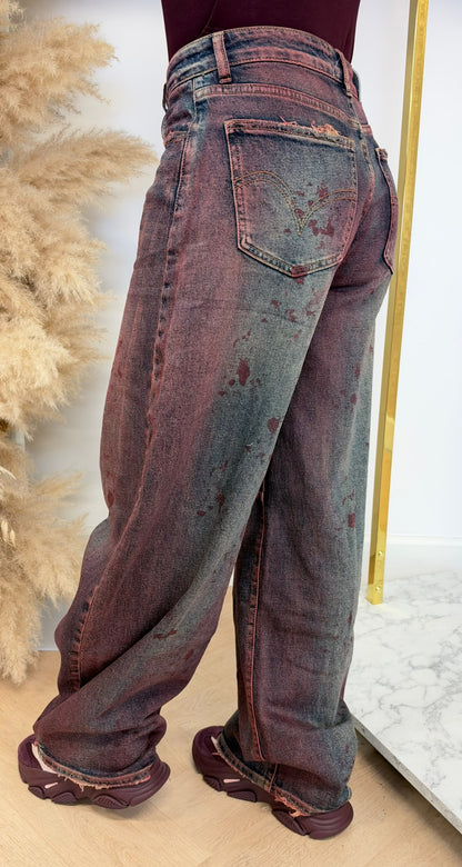 BARREL WASHING JEANS 5027 DENIM/BORDEAUX