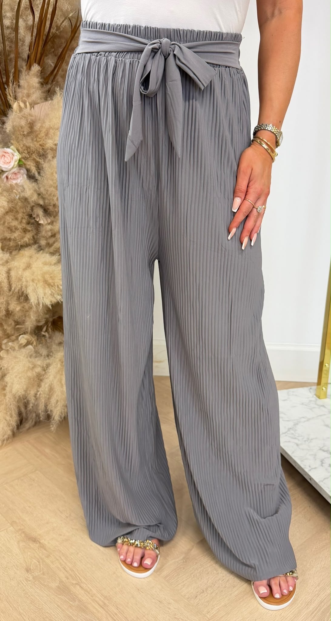 PLISSE KNOOP PANTS 5028 GREY