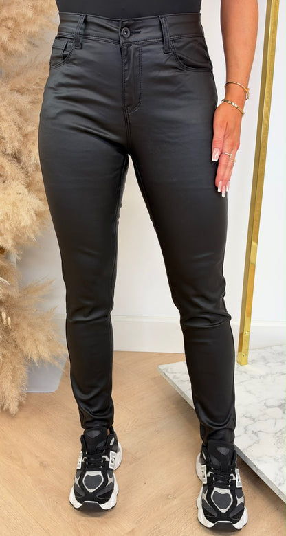 LEATHER LOOK SKINNY 202307 BLACK