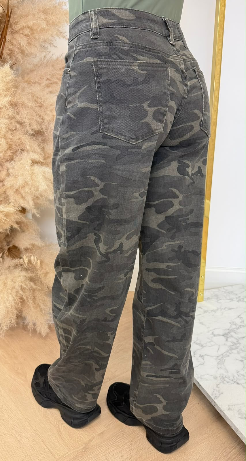 CAMO WIDE LEG JEANS T242 ARMY
