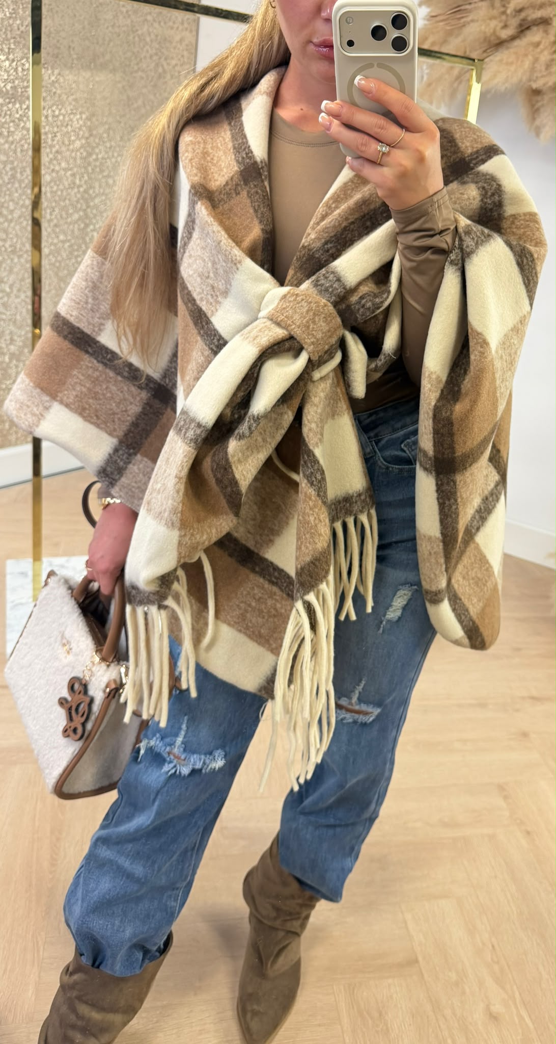 RUIT PONCHO CAMEL