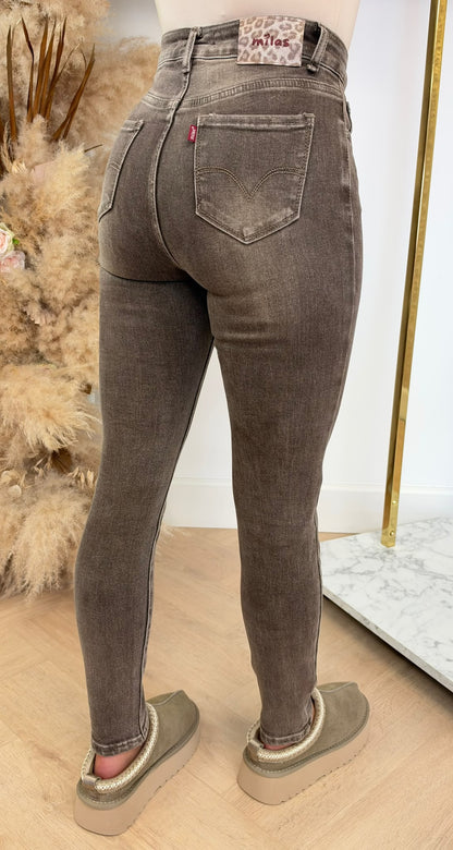 MILASS WASHED SKINNY JEANS 271 BROWN