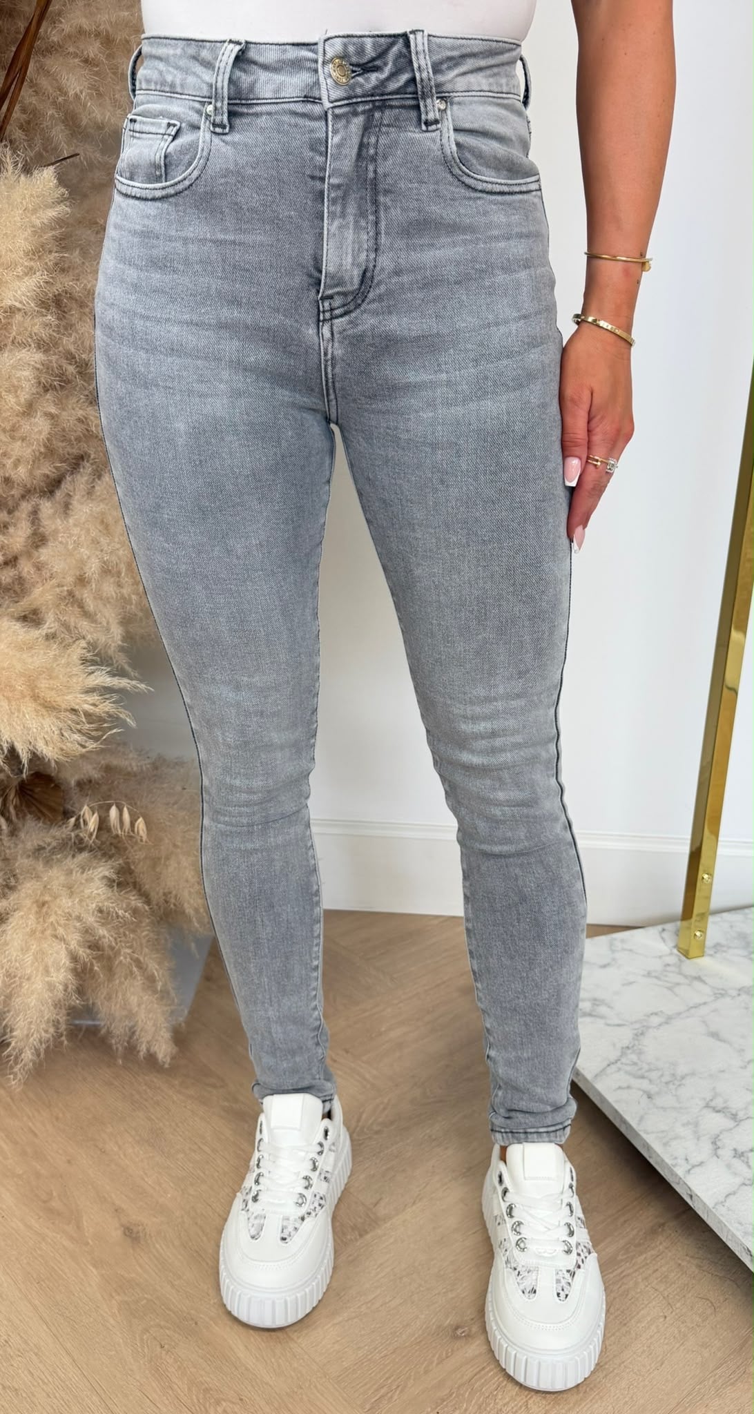 SARAH MID WAIST SLIM JEANS 7001-5 GREY
