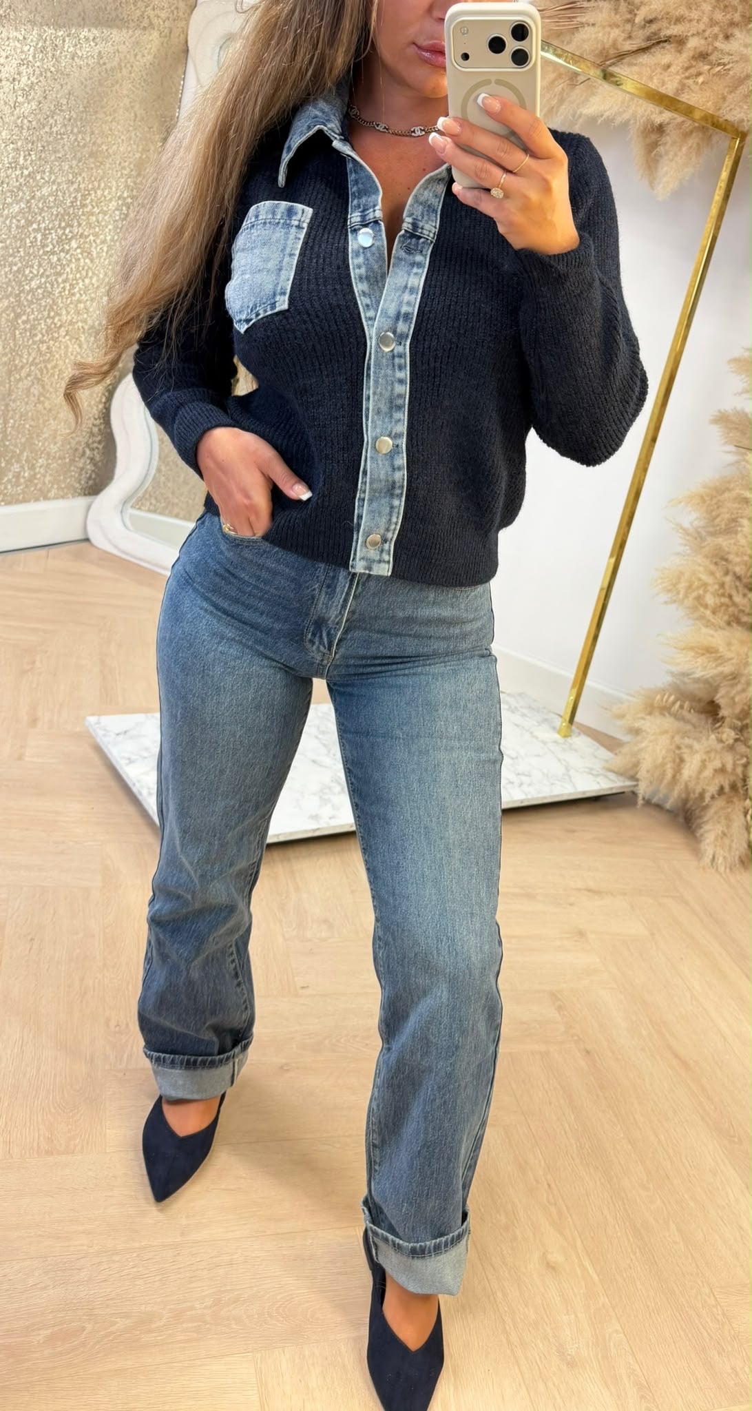 DENIM KNITTED SWEAT 1170 NAVY