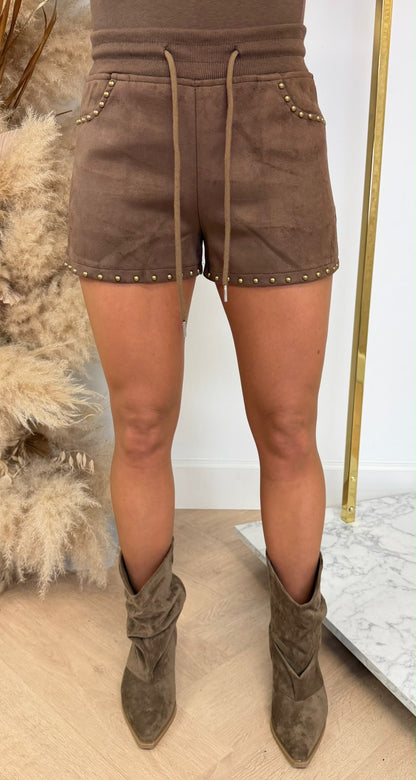 SUEDE STUD SHORT 56631 BROWN