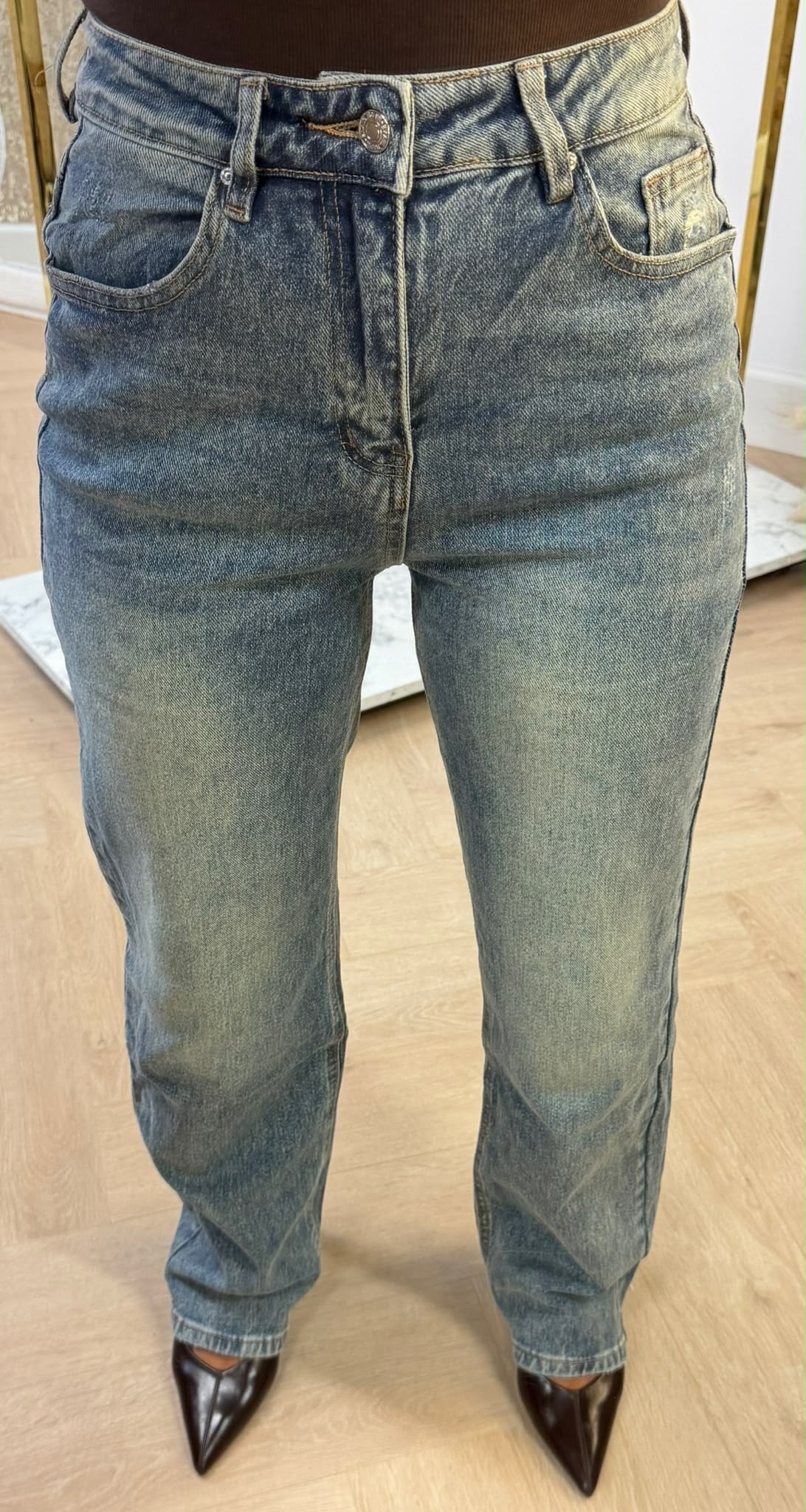DAMAGED LEO POCKET JEANS T208 DIRTYWASHING