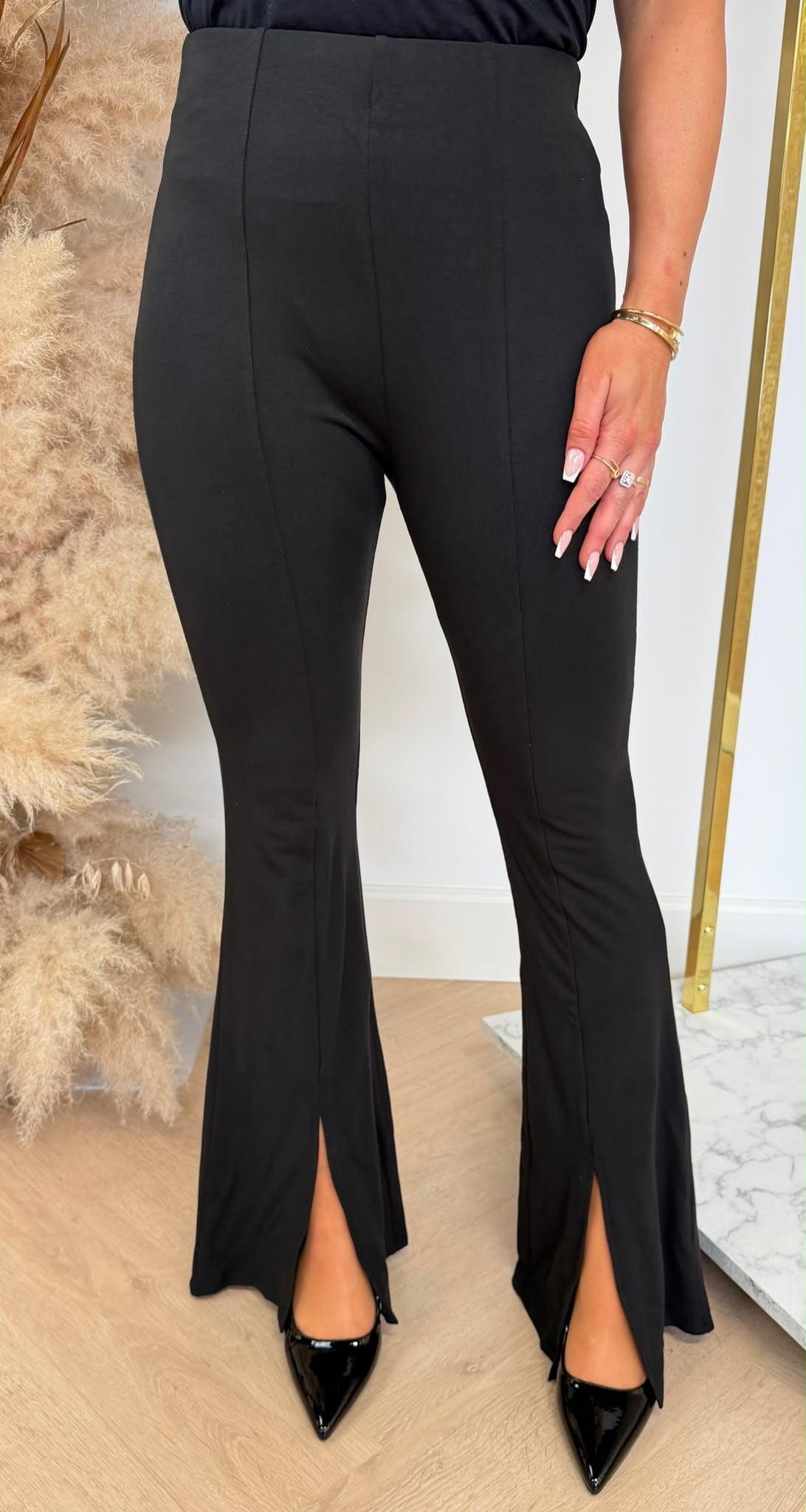 BY SWAN SPLIT FLARE PANTS 9623 BLACK