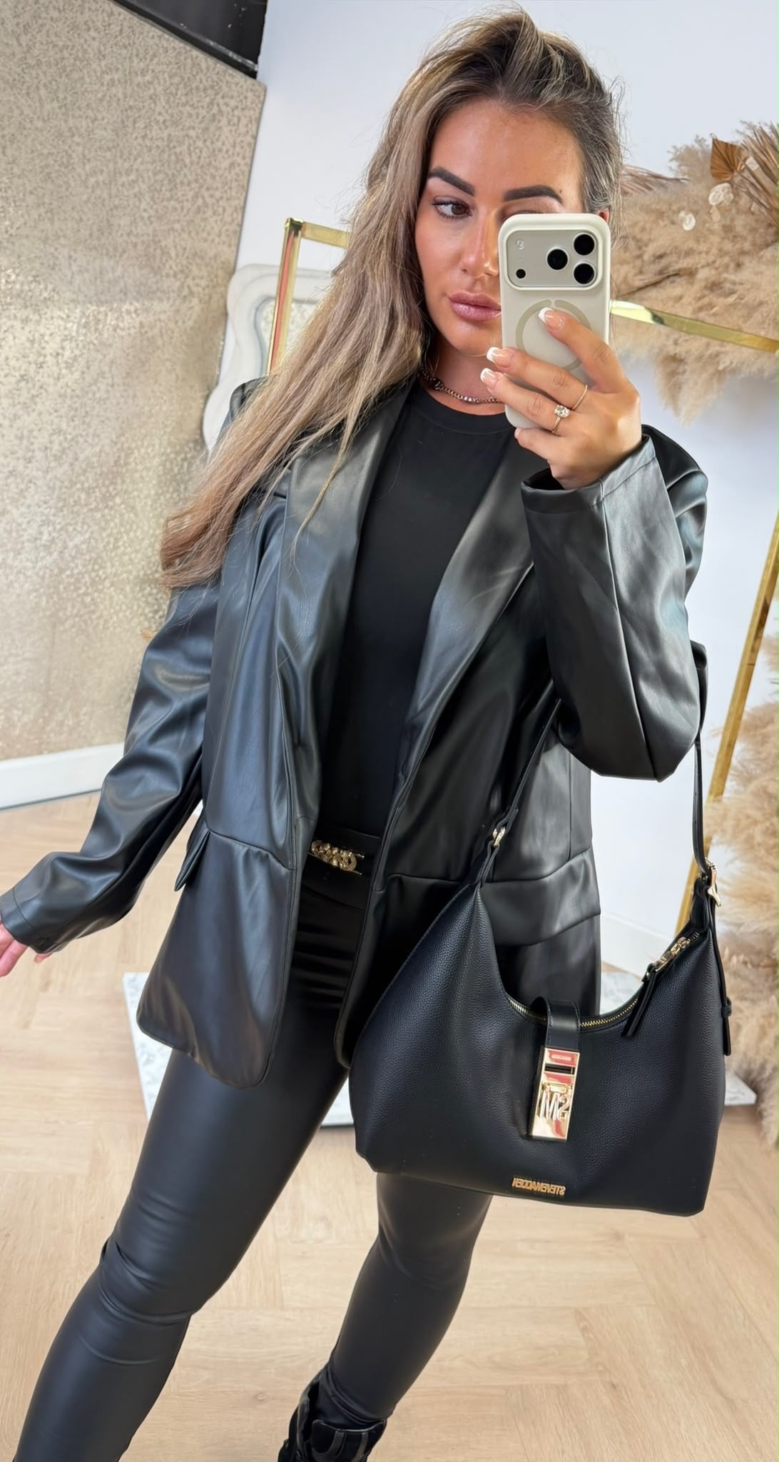 MUSTY LEATHER LOOK BLAZER BLACK