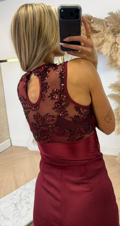 DOUBLE LAYER SEQUIN BODY BORDEAUX