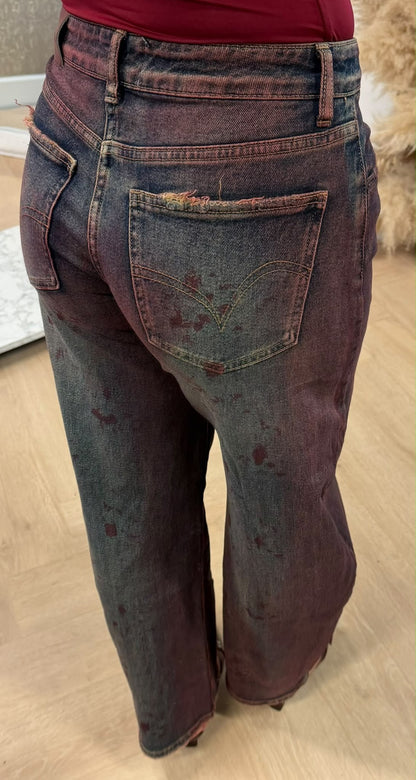 BARREL WASHING JEANS 5027 DENIM/BORDEAUX