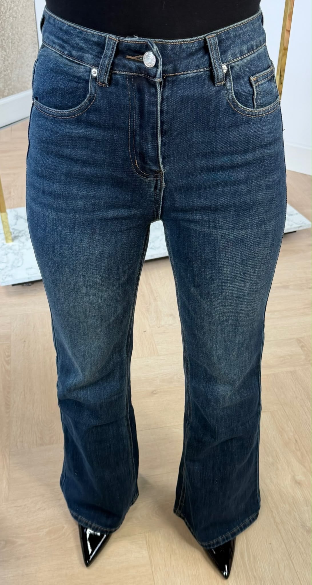 DENIM FLARED JEANS T81 DARKDENIM