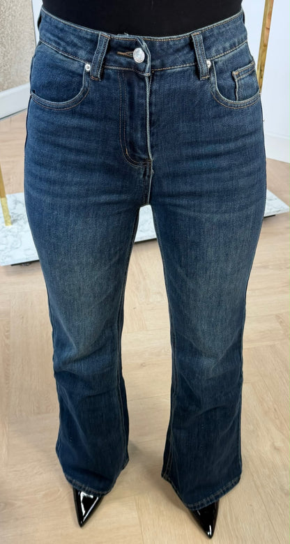 DENIM FLARED JEANS T81 DARKDENIM
