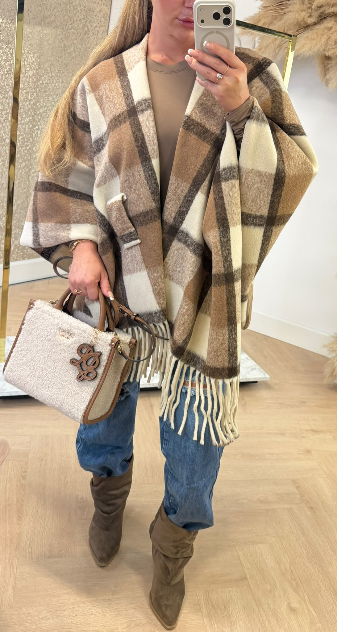 RUIT PONCHO CAMEL
