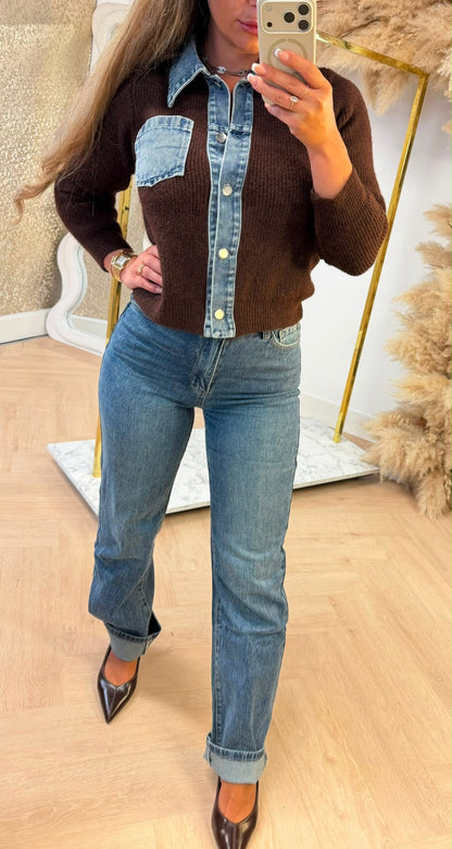 DENIM KNITTED SWEAT 1170 CHOCO