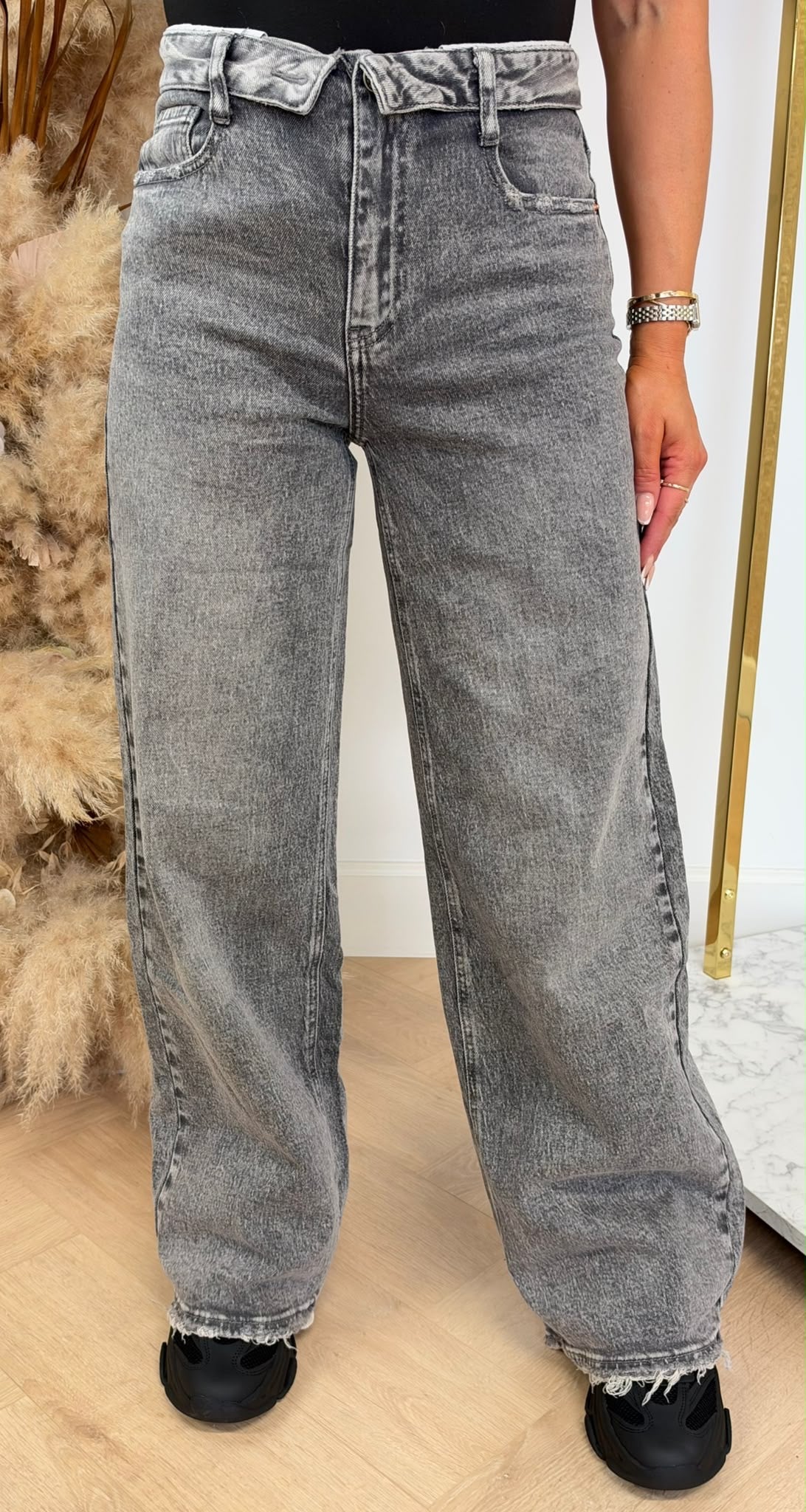 FOLDED WIDE LEG JEANS 3957-G GREY