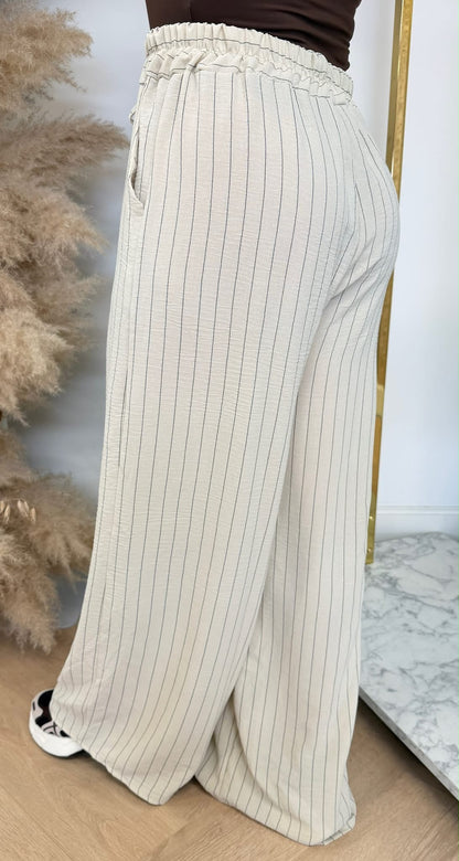 KIARA LITTLE STRIPE PANTS BEIGE