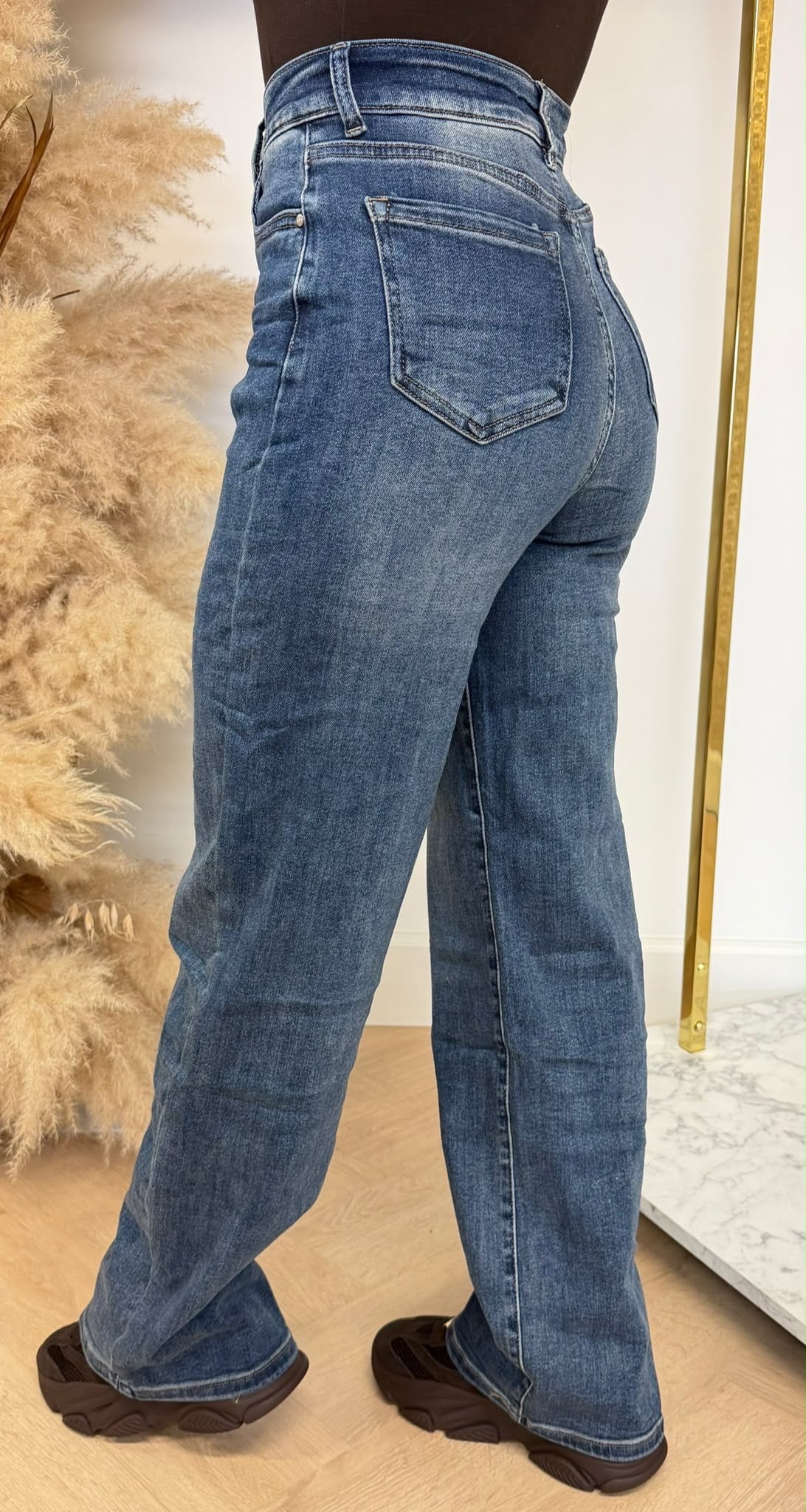 BASIC STRETCH WIDE LEG JEANS 5350-1 DARKDENIM