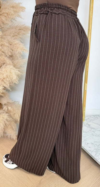KIARA LITTLE STRIPE PANTS CHOCO