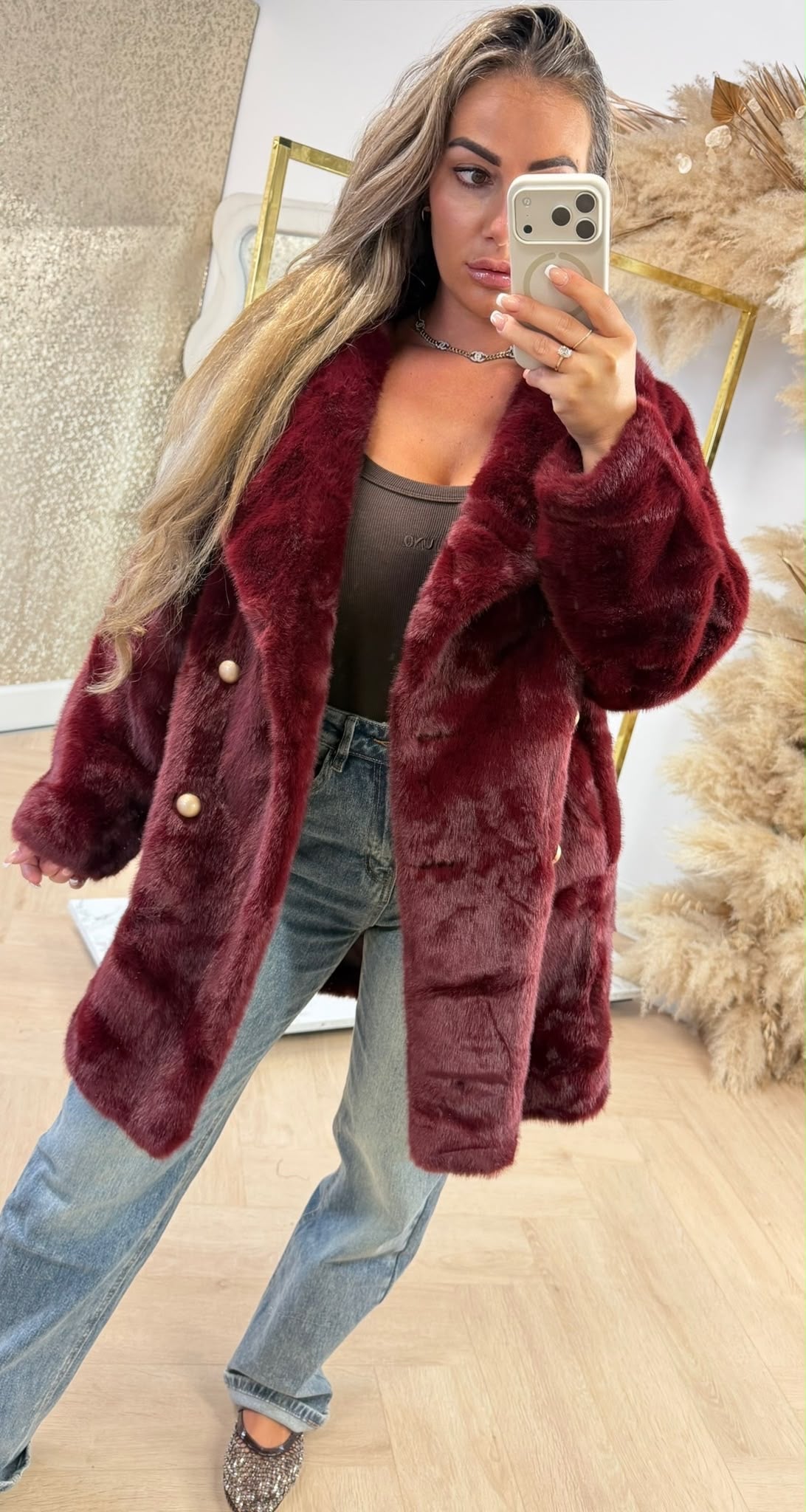 DIVA FAKE FUR COAT 8780 BORDEAUX