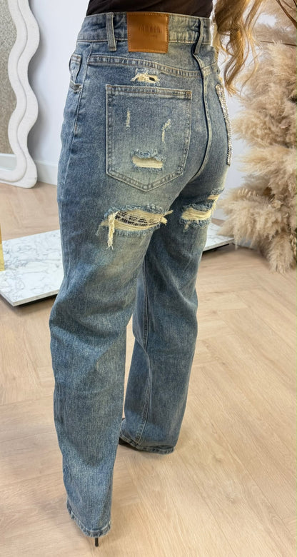 DAMAGED LEO POCKET JEANS T208 DIRTYWASHING