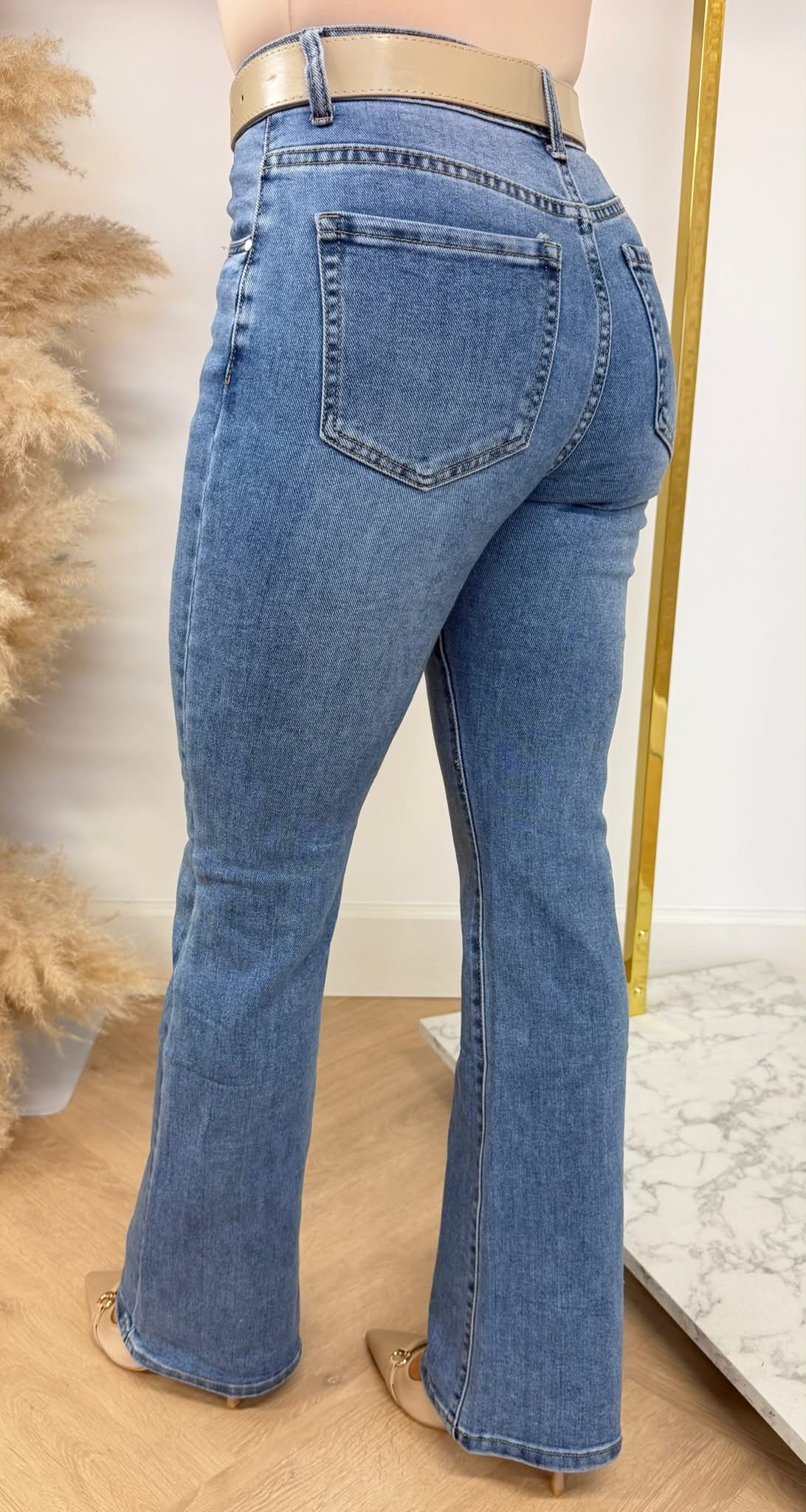 FLARE JEANS + BELT 6539 DENIMBLUE