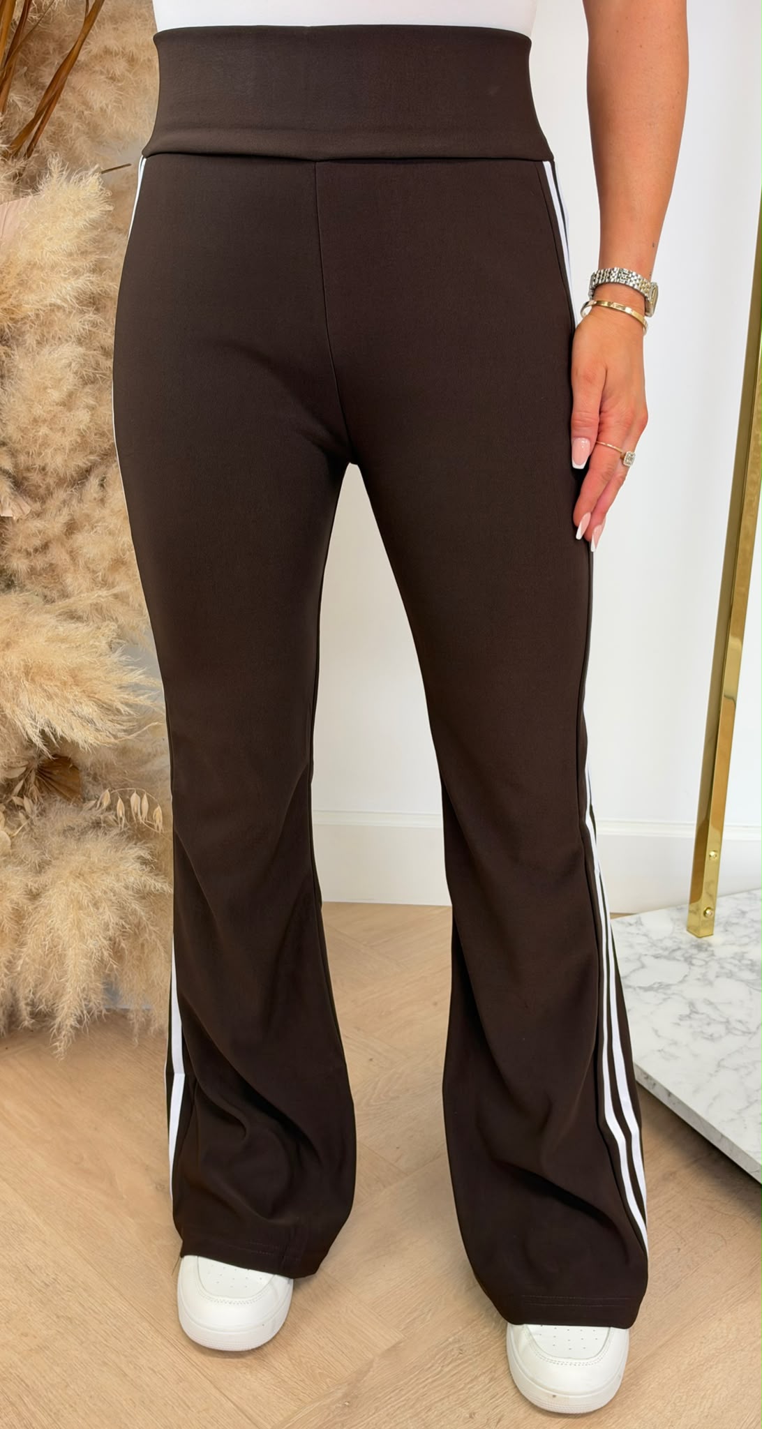 STRIPPY FLAIR PANTS 1656 CHOCO