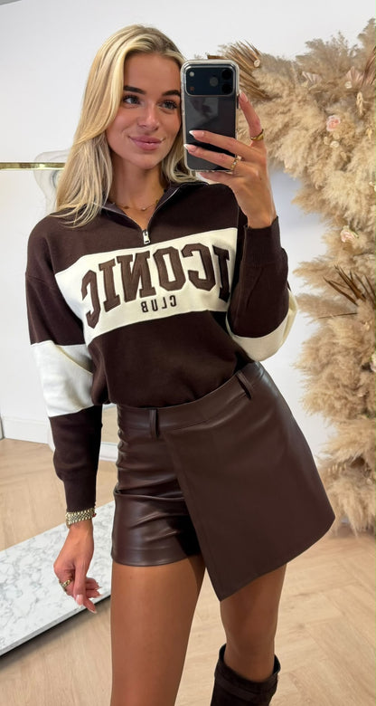ICONIC ZIP SWEAT 1067 CHOCO