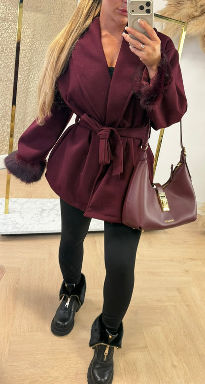 CATWALK SHORT TRENCH COAT BORDEAUX