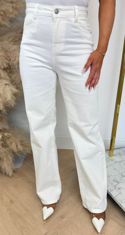 STRETCH WIDE LEG JEANS 0068-98 OFFWHITE