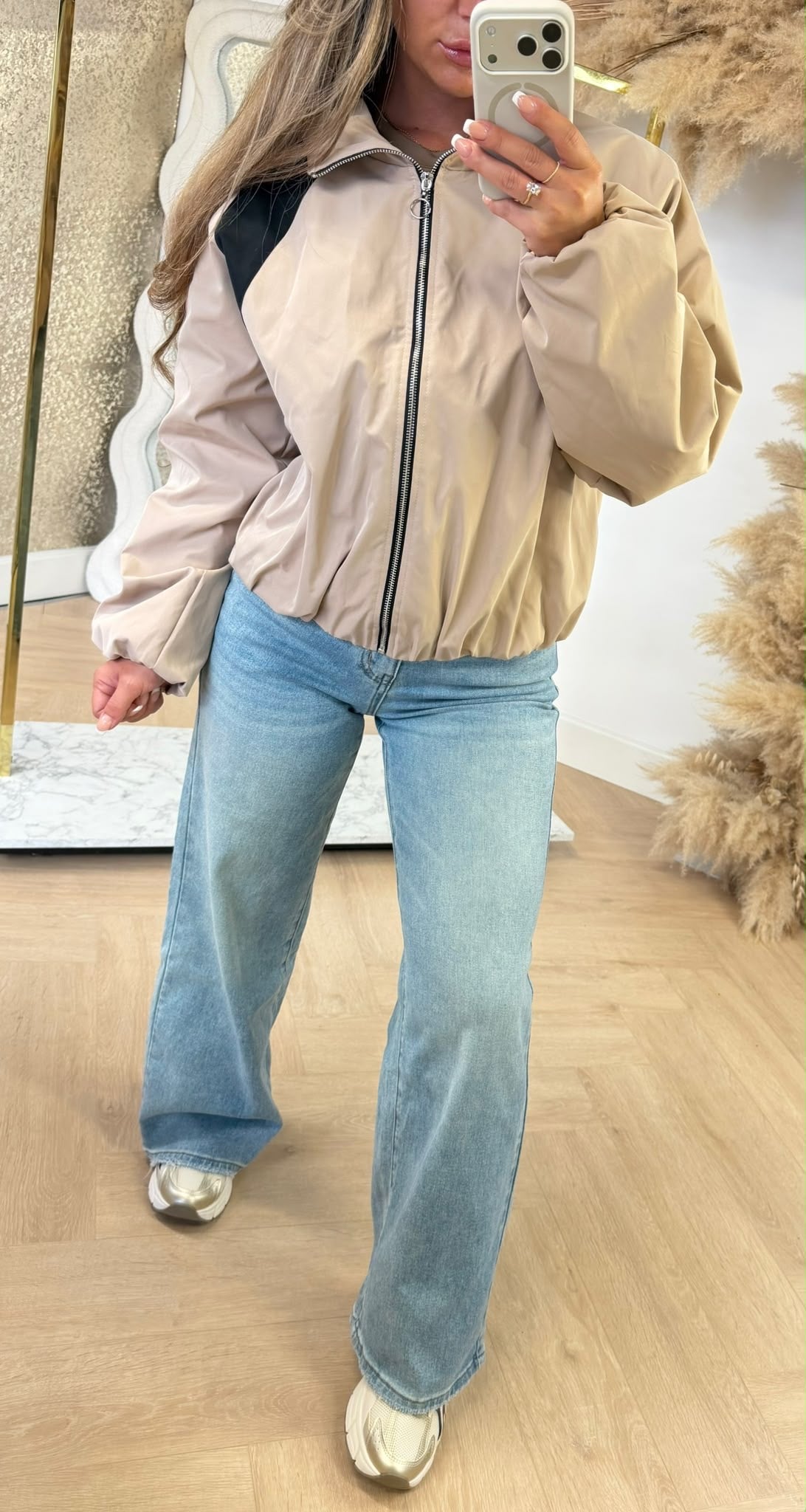BOMBER STRIPE JACKET BEIGE