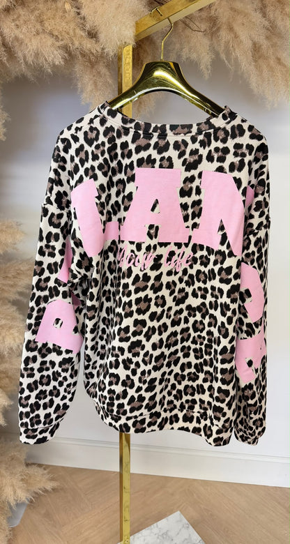 BALANCE LEOPARD SWEAT 801834 BEIGE/PINK