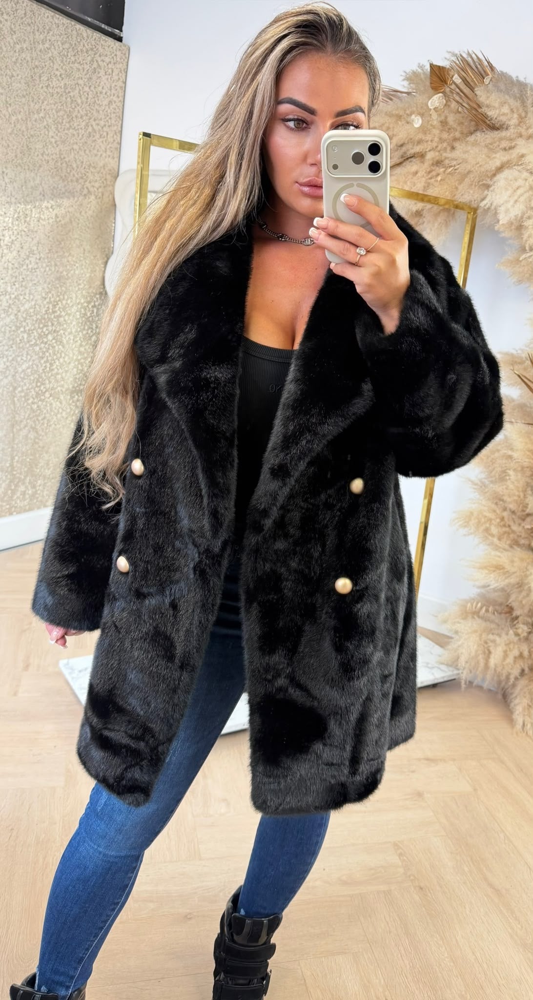 DIVA FAKE FUR COAT 8780 BLACK
