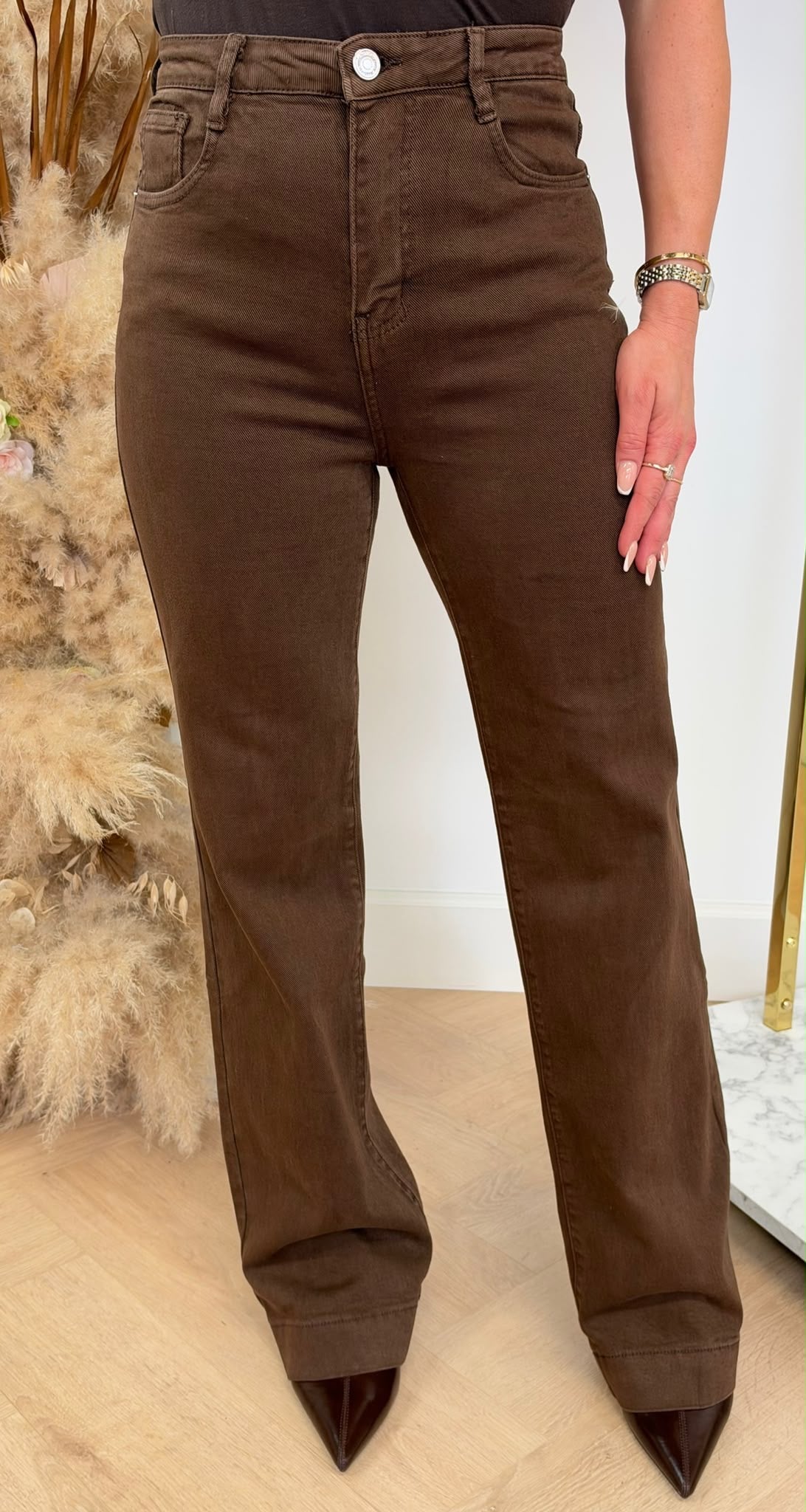 WIDE LEG GLITTER POCKET JEANS 16161214 CHOCOBROWN