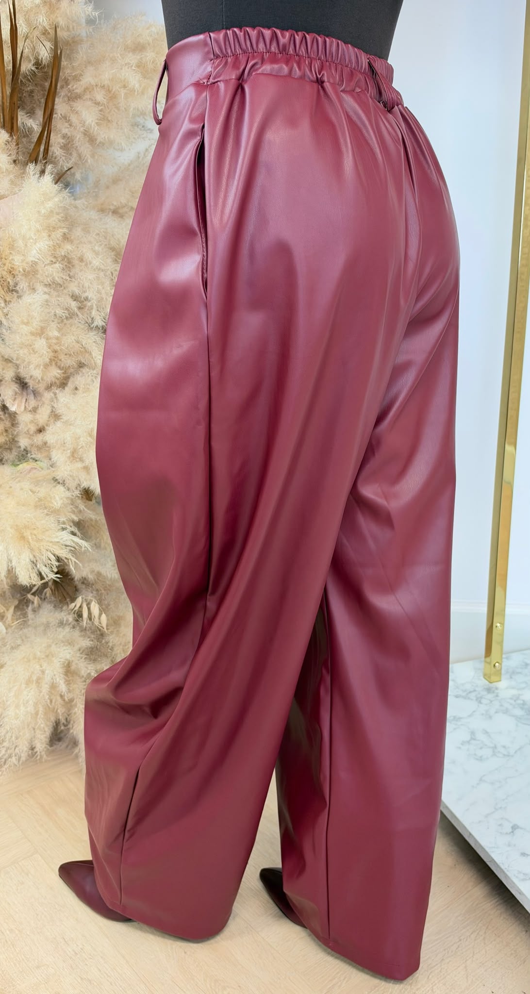 LEATHER LOOK BALLOON PANTS BORDEAUX