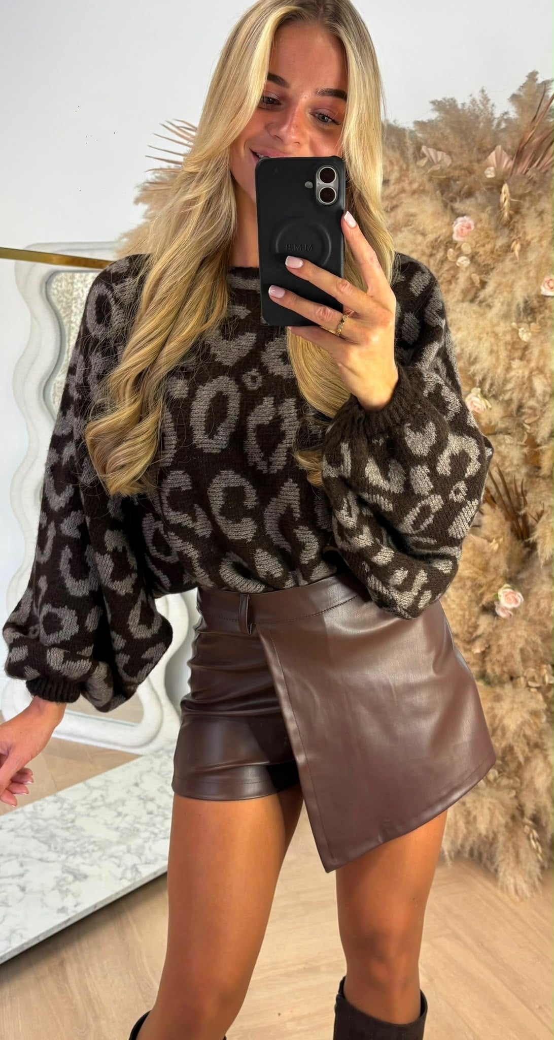 OVERSIZED LEOPARD SWEAT 4565 CHOCO