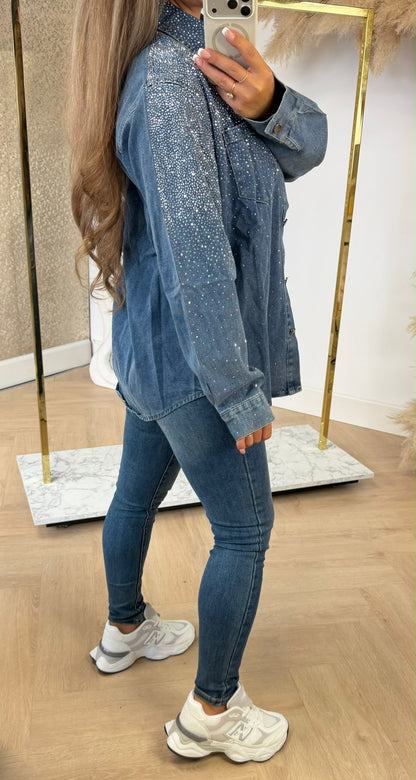 DIAMOND DENIM BLOUSE 3909 DENIMBLUE