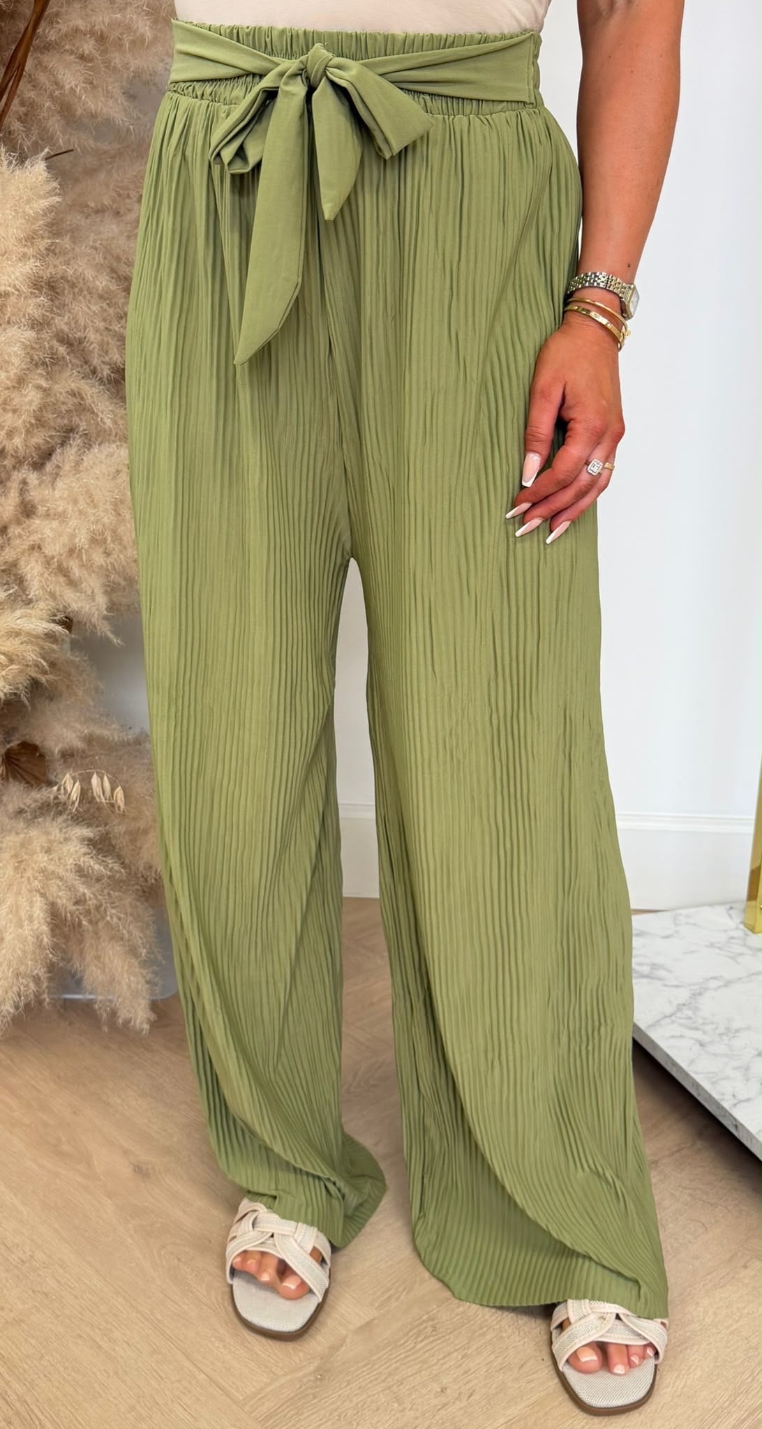 PLISSE KNOOP PANTS 5028 GREEN