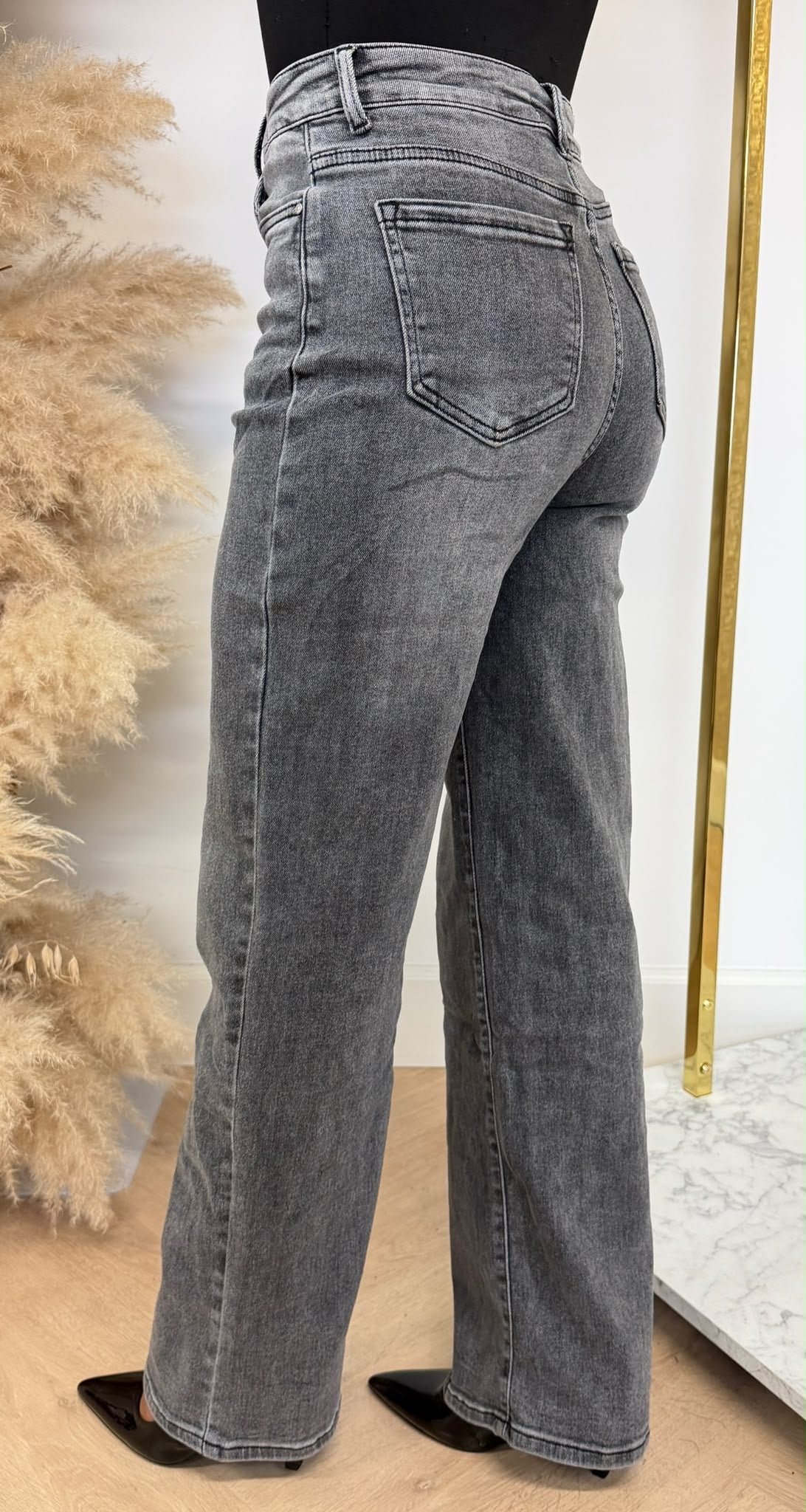 BASIC STRETCH WIDE LEG JEANS 5350-5 GREY