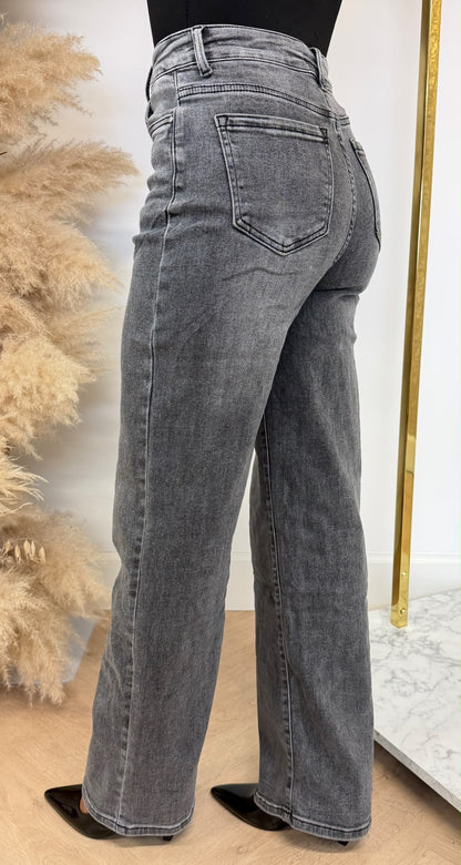 BASIC STRETCH WIDE LEG JEANS 5350-5 GREY