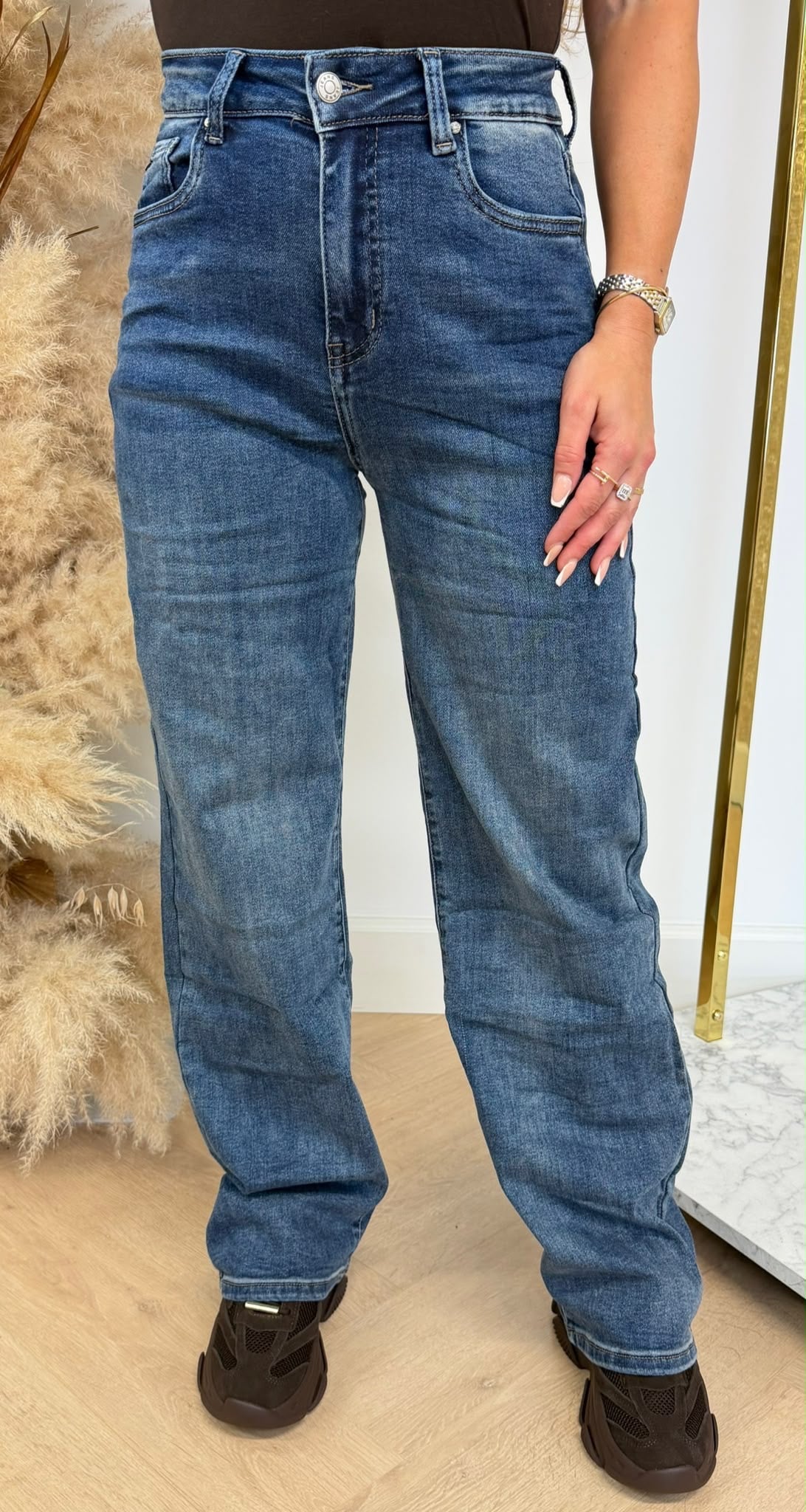 BASIC STRETCH WIDE LEG JEANS 5350-1 DARKDENIM