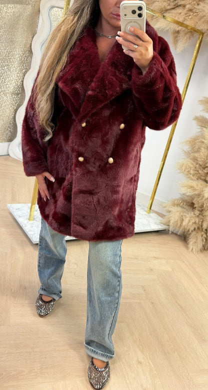 DIVA FAKE FUR COAT 8780 BORDEAUX