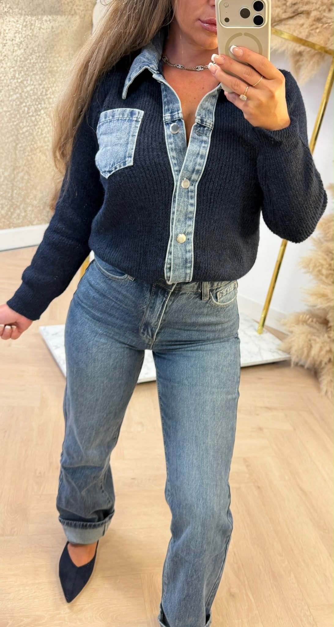 DENIM KNITTED SWEAT 1170 NAVY