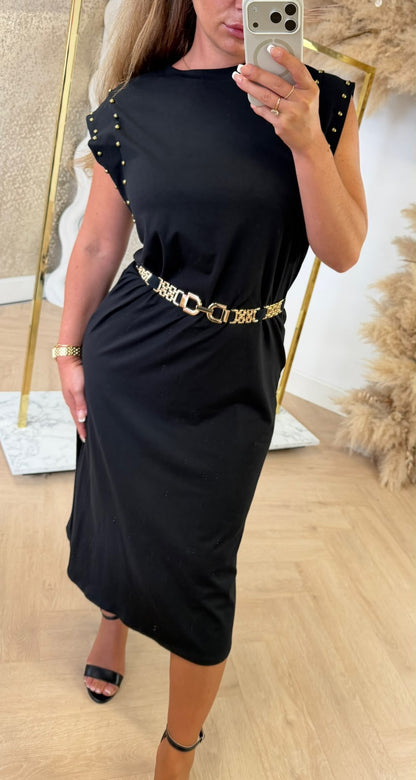 SUZY STUD MAXI DRESS BLACK
