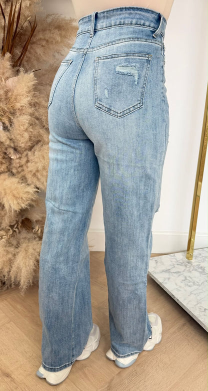 DESTROYED WIDE LEG JEANS 651 DENIMBLUE
