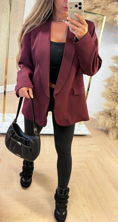 NEW BASIC BLAZER BURGUNDY