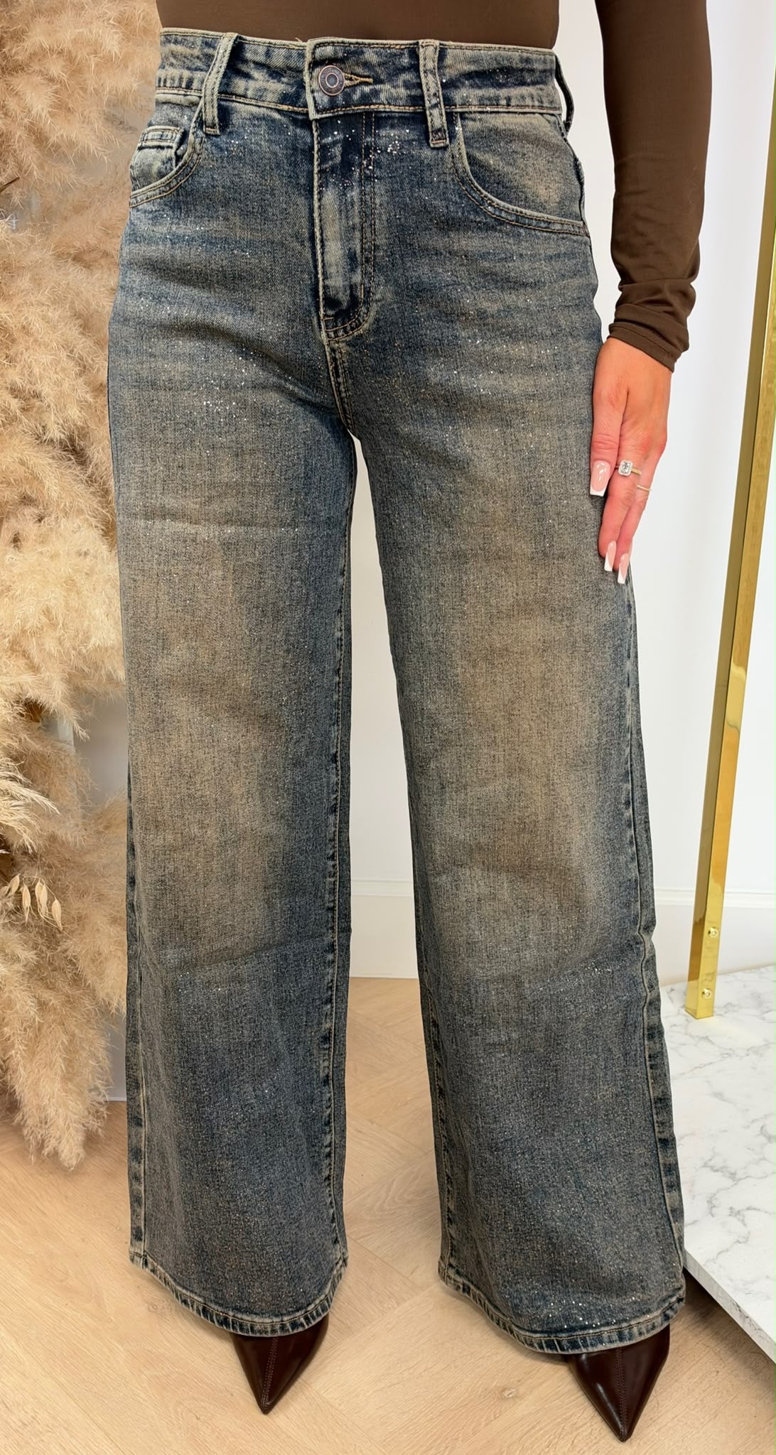 SHINE WIDE LEG JEANS 1095 DIRTY WASHING