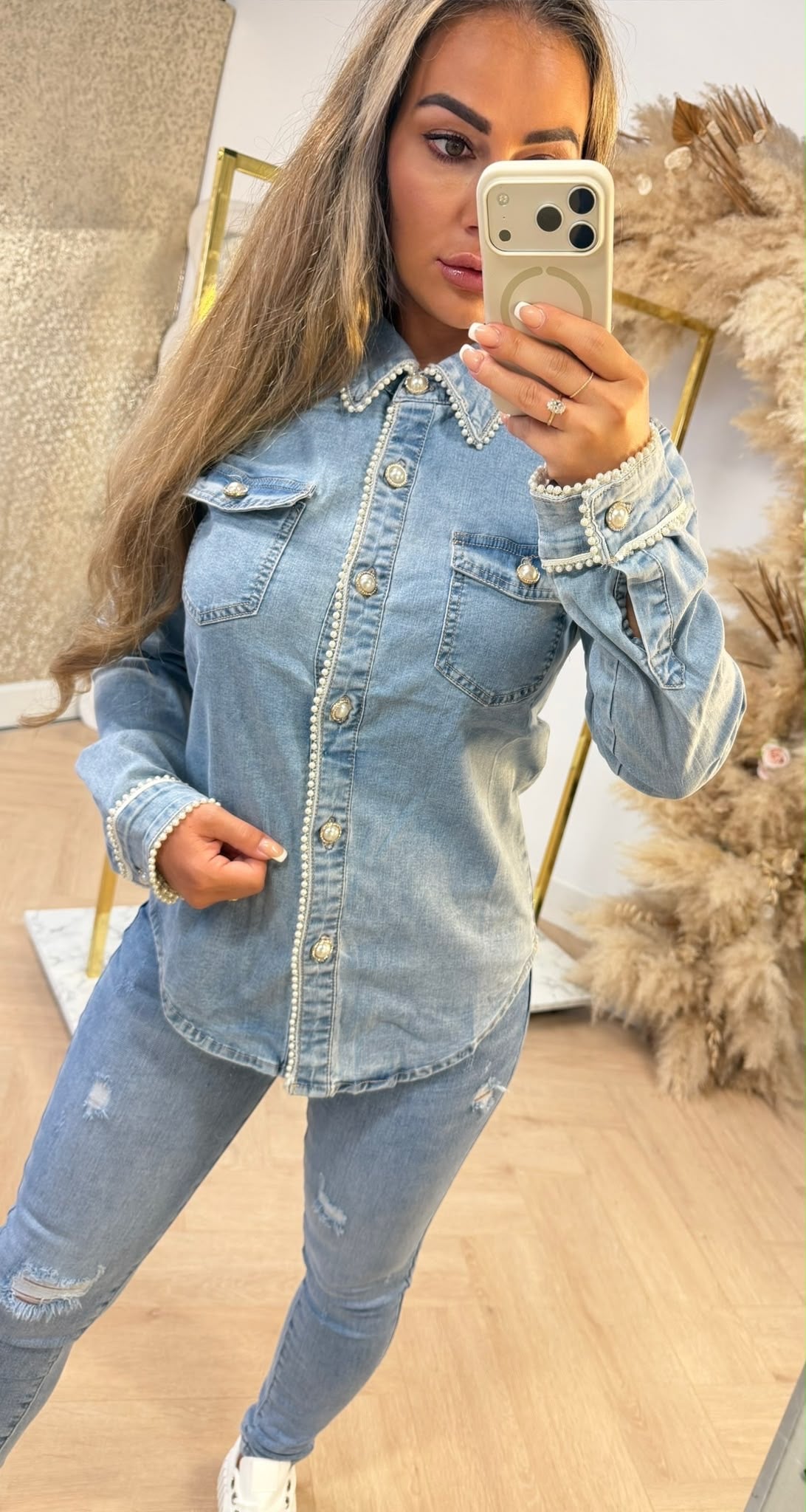 PEARL DENIM BLOUSE 6035 LIGHTDENIM